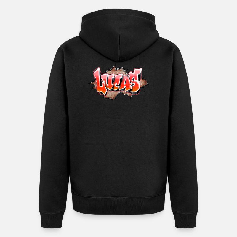 Lucas graffiti name red - Veste à capuche bio Premium Unisexe - noir