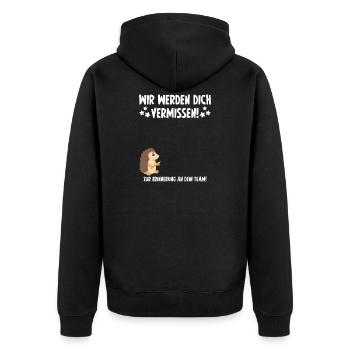 Vermissen Geschenk Abschied Kollege Arbeit - Unisex Premium Bio Zip Hoodie - Schwarz - Hinten - Nico (187cm)