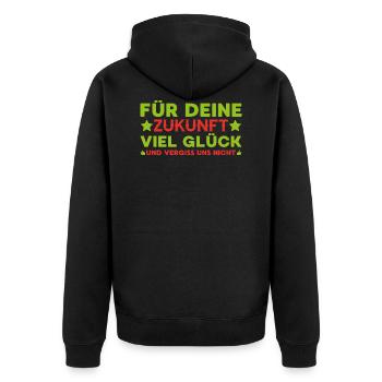 Zukunft Abschied Kollege Arbeit Geschenk - Unisex Premium Bio Zip Hoodie - Schwarz - Hinten - Nico (187cm)