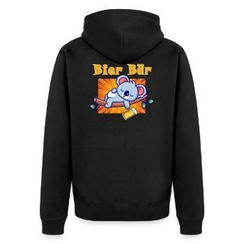 bier bär trinkt für alle trinkspruch alkohol hefe - Unisex Premium Bio Zip Hoodie - Schwarz - Hinten - Nico (187cm)