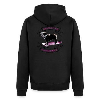 Bulldog Skater "Bo" black - Unisex Premium Organic Zip Hoodie - black - Back - Nico (187cm)