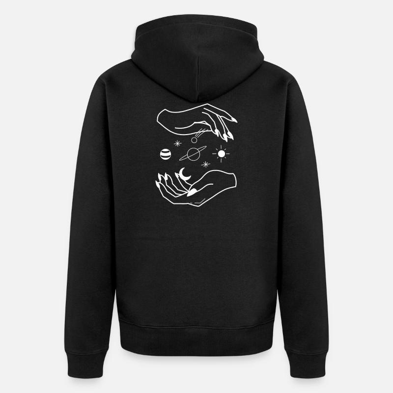 Magic - Universe - Hand - Hands - Unisex Premium Organic Zip Hoodie - black
