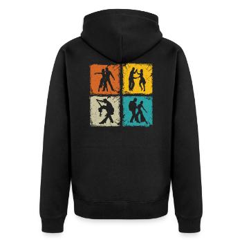 Salsa dancers retro squares salsa dancer gift - Unisex Premium Organic Zip Hoodie - black - Back - Nico (187cm)