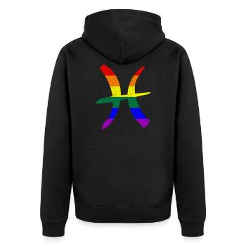 LGBT Gay Pride Flag Pisces Zodiac Sign - Unisex Premium Organic Zip Hoodie - black - Back - Nico (187cm)