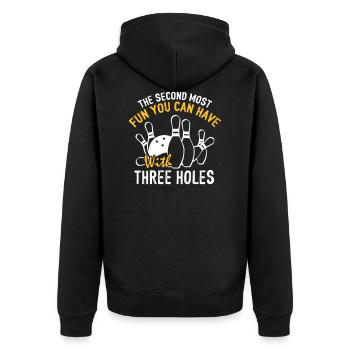 Fun With Three Holes Funny Bowling - Unisex Premium Bio Zip Hoodie - Schwarz - Hinten - Nico (187cm)