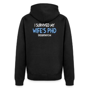 Wife’s phd dissertation cadeau étudiant - Veste à capuche bio Premium Unisexe - noir - Dos - Nico (187cm)