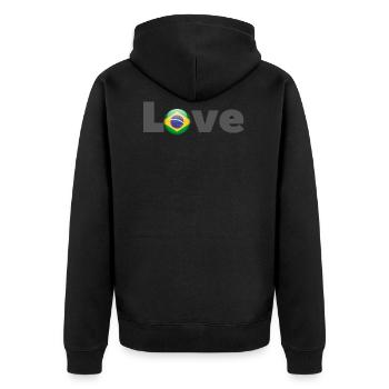Love Brasil - Unisex Premium Organic Zip Hoodie - black - Back - Nico (187cm)