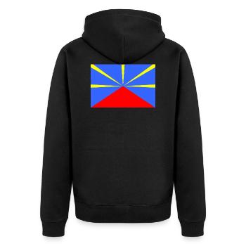 Flag Meeting - Unisex Premium Organic Zip Hoodie - black - Back - Nico (187cm)