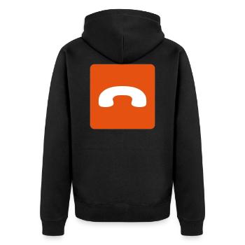 Berufung lehnt ab - Unisex Premium Bio Zip Hoodie - Schwarz - Hinten - Nico (187cm)