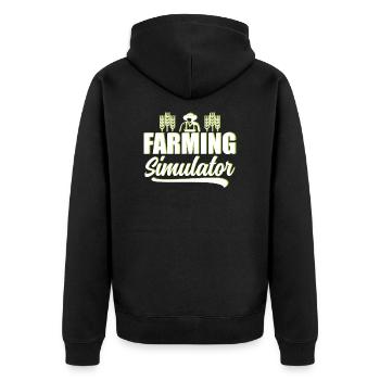 Farming simulator Garten Gartenarbeit Geschenk - Unisex Premium Bio Zip Hoodie - Schwarz - Hinten - Nico (187cm)