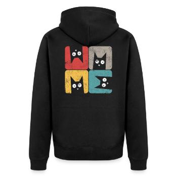 Quatre chats noirs fous regardez stupides - Veste à capuche bio Premium Unisexe - noir - Dos - Nico (187cm)