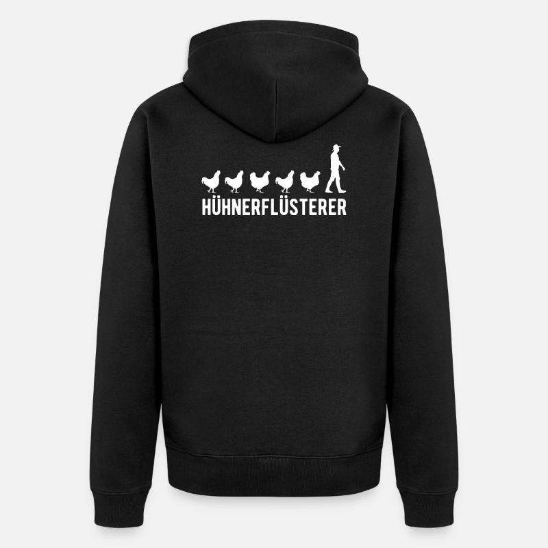 Hühnerflüsterer Huhn Chicken - Unisex Premium Bio Zip Hoodie - Schwarz