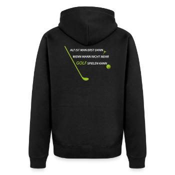 Golf Sport Geschenk Hole - Unisex Premium Bio Zip Hoodie - Schwarz - Hinten - Nico (187cm)