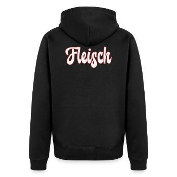 Fleisch - Unisex Premium Bio Zip Hoodie - Schwarz - Hinten - Nico (187cm)