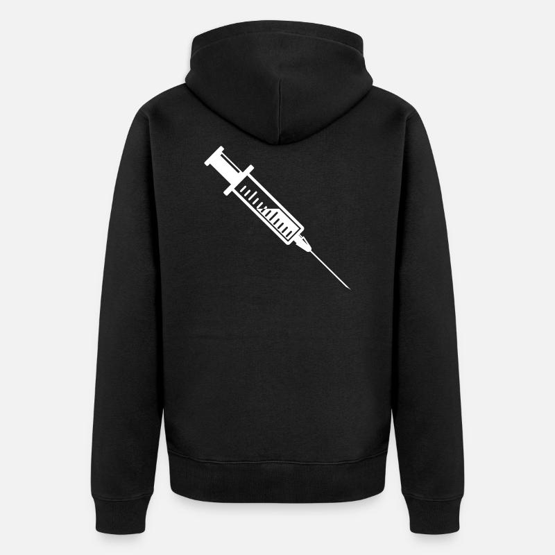 Spritze, ich bin durch! - Unisex Premium Bio Zip Hoodie - Schwarz