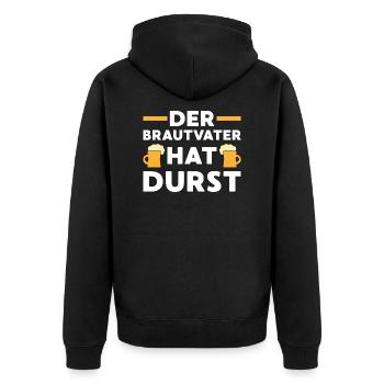 Brautvater Geschenk Hochzeit Ehe - Unisex Premium Bio Zip Hoodie - Schwarz - Hinten - Nico (187cm)