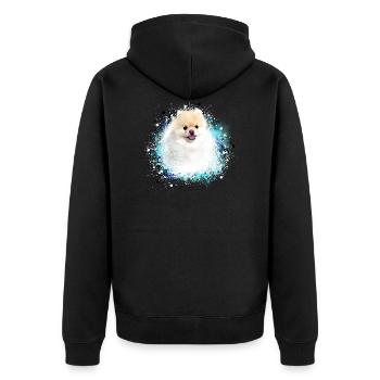 pomerian, pointed ,malteser,dog, graffiti,painting - Unisex Premium Organic Zip Hoodie - black - Back - Nico (187cm)