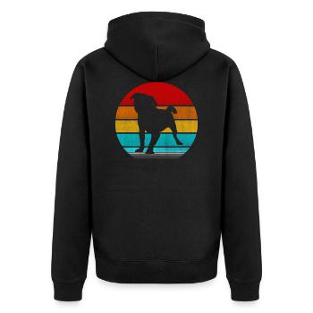 Mops - Unisex Premium Bio Zip Hoodie - Schwarz - Hinten - Nico (187cm)