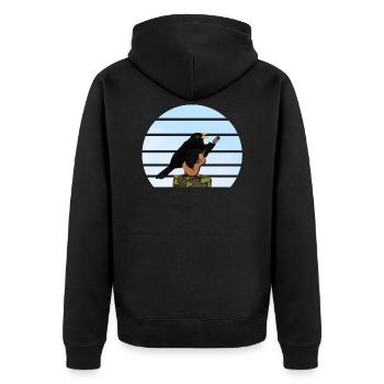 Merle avec l’oiseau de la guitare Dessin d’oiseau - Veste à capuche bio Premium Unisexe - noir - Dos - Nico (187cm)