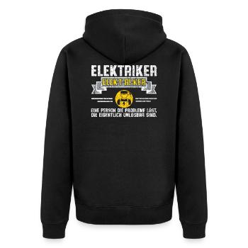 Elektriker der Probleme löst - Unisex Premium Bio Zip Hoodie - Schwarz - Hinten - Nico (187cm)