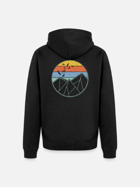Geometric Polygon Mountains - Unisex Premium Organic Zip Hoodie - black