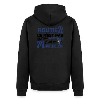 Routier ce n'est pas qu'un métier, cadeau original - Veste à capuche bio Premium Unisexe - noir - Dos - Nico (187cm)
