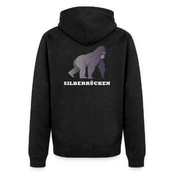 Silberrücken | Gorilla - Unisex Premium Bio Zip Hoodie - Schwarz - Hinten - Nico (187cm)