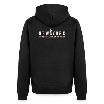 new york city 2 - Unisex Premium Organic Zip Hoodie - black - Back - Nico (187cm)