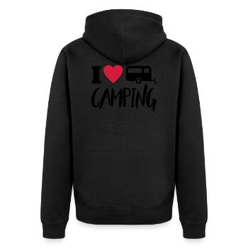 I Love Camping Campen Zelten - Unisex Premium Bio Zip Hoodie - Schwarz - Hinten - Nico (187cm)