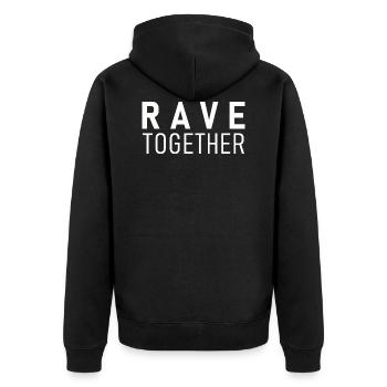 Rave Together - Unisex Premium Bio Zip Hoodie - Schwarz - Hinten - Nico (187cm)