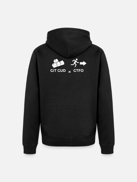 Git gud oder weggehen - Unisex Premium Bio Zip Hoodie - Schwarz