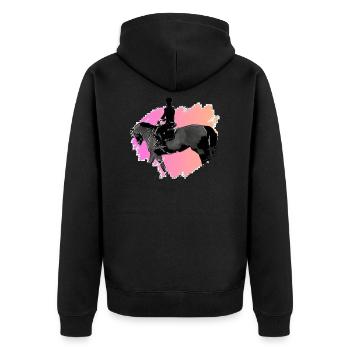 Horse - Unisex Premium Organic Zip Hoodie - black - Back - Nico (187cm)