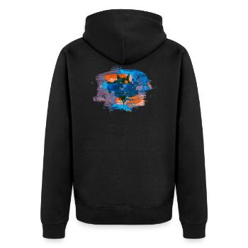 abstraction - Unisex Premium Bio Zip Hoodie - Schwarz - Hinten - Nico (187cm)