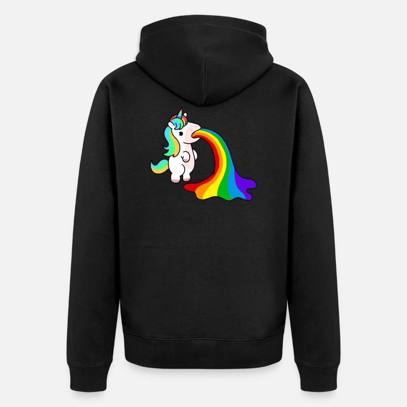 Kotzendes Einhorn - Unisex Premium Bio Zip Hoodie - Schwarz