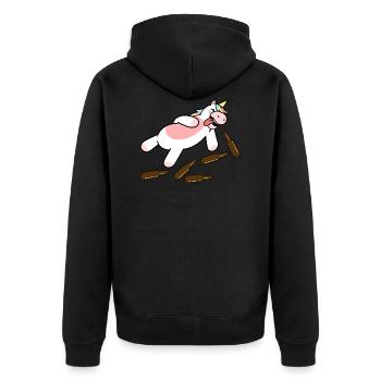 Drunk unicorn - Unisex Premium Organic Zip Hoodie - black - Back - Nico (187cm)