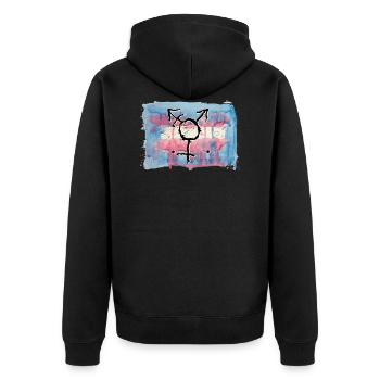 trans flagge transgender trans - Unisex Premium Bio Zip Hoodie - Schwarz - Hinten - Nico (187cm)