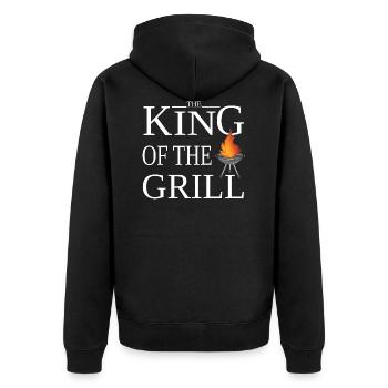 The King of the Grill - Der König des Grills - Unisex Premium Bio Zip Hoodie - Schwarz - Hinten - Nico (187cm)