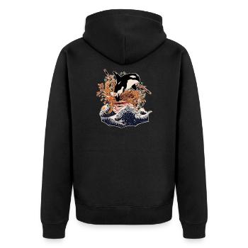 The Great Killer Whale Ramen (No Japanese Text) - Unisex Premium Organic Zip Hoodie - black - Back - Nico (187cm)