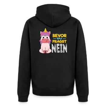 Avant de demander Licorne - Veste à capuche bio Premium Unisexe - noir - Dos - Nico (187cm)