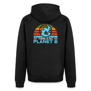 No Planet B - Unisex Premium Bio Zip Hoodie - Schwarz - Hinten - Nico (187cm)