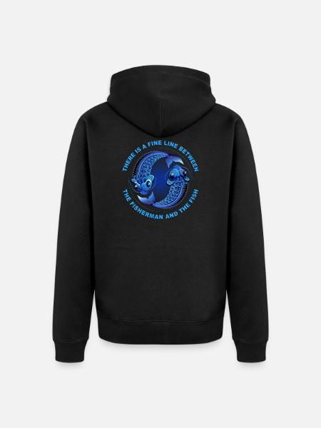 Der Fischer und der Fisch - Unisex Premium Bio Zip Hoodie - Schwarz