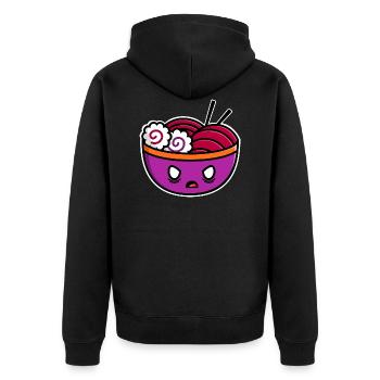 Angry Ramen - Unisex Premium Bio Zip Hoodie - Schwarz - Hinten - Nico (187cm)