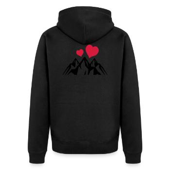 Berge herz symbol mountains - Unisex Premium Bio Zip Hoodie - Schwarz - Hinten - Nico (187cm)