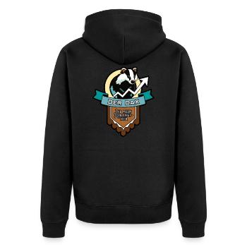 DAX - Lieblingstier - Unisex Premium Bio Zip Hoodie - Schwarz - Hinten - Nico (187cm)