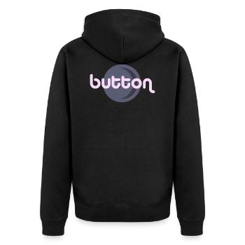 Button - Unisex Premium Bio Zip Hoodie - Schwarz - Hinten - Nico (187cm)