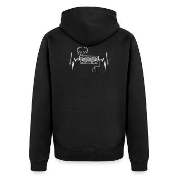 Herzschlag PC Gamer Gaming Spieler Computer Zocken - Unisex Premium Bio Zip Hoodie - Schwarz - Hinten - Nico (187cm)