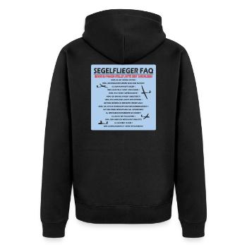 Segelflieger FAQ Segelflugzeug Pilot lustig - Unisex Premium Bio Zip Hoodie - Schwarz - Hinten - Nico (187cm)