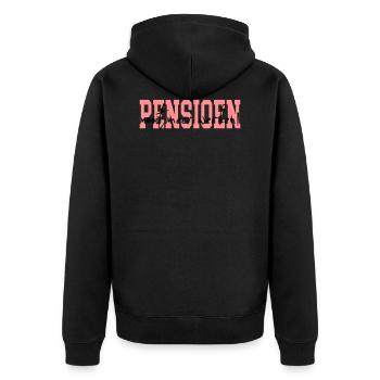 Pension - Unisex Premium Bio Zip Hoodie - Schwarz - Hinten - Nico (187cm)