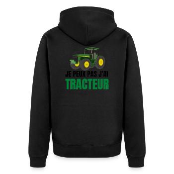 je peux pas j'ai tracteur vert t shirt humour - Veste à capuche bio Premium Unisexe - noir - Dos - Nico (187cm)