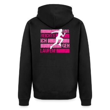 Fitness Gym Fitnessstudio Bodybuilding Mann Men - Unisex Premium Bio Zip Hoodie - Schwarz - Hinten - Nico (187cm)